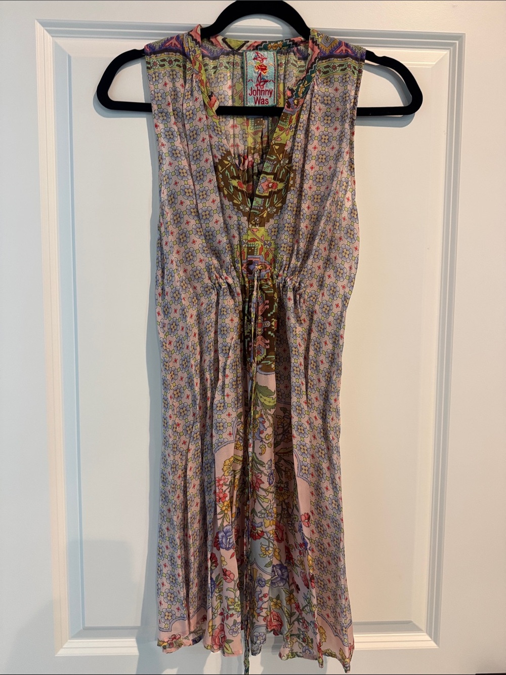 Johnny Was Pink Multi Floral Paisley Midi Dress